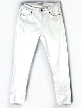 AGOLDE Colette White Raw Hem Slim Ankle Jeans Cutoff Denim 26
